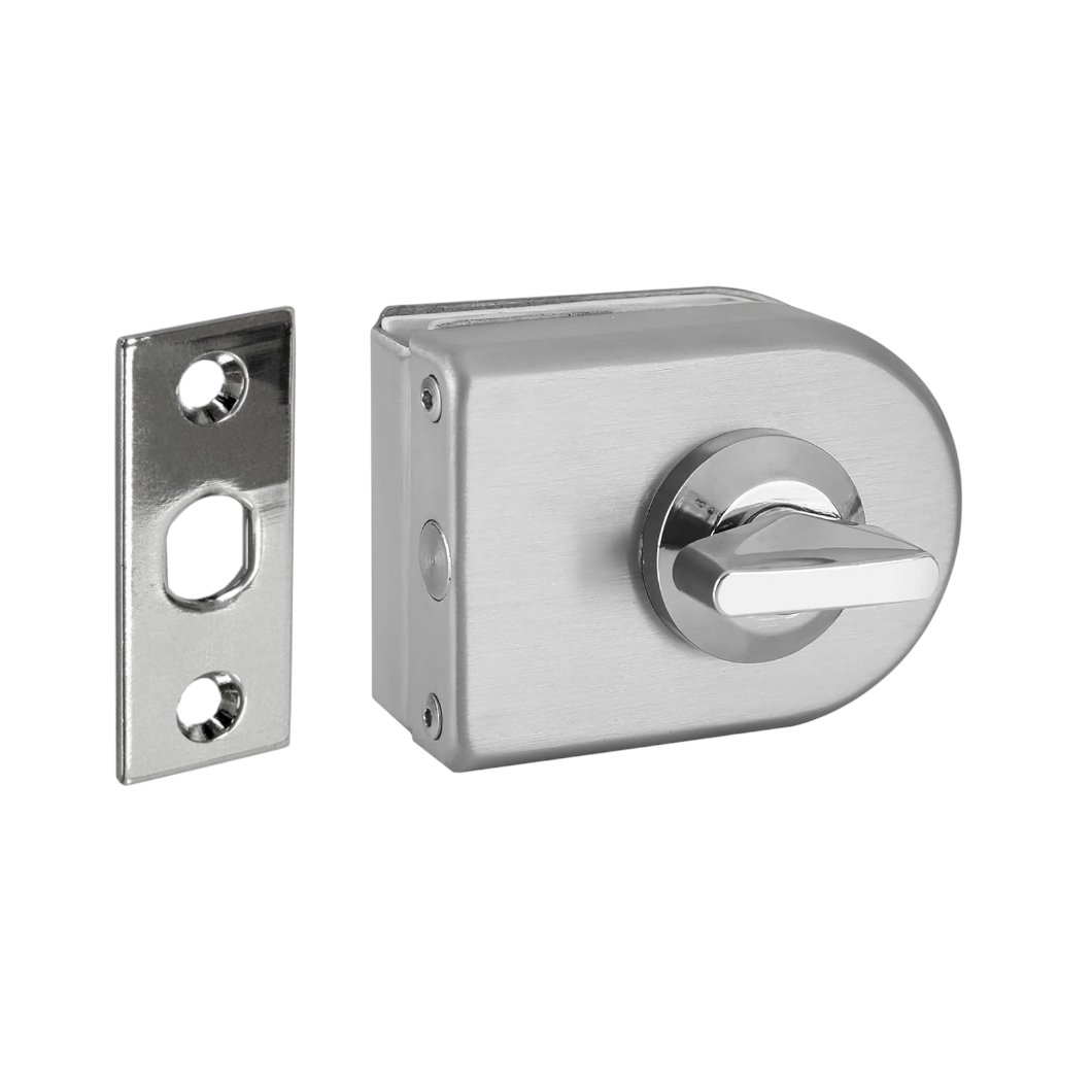 Wall To Glass Door Lock with Strike Plate (one Side Knob Only)